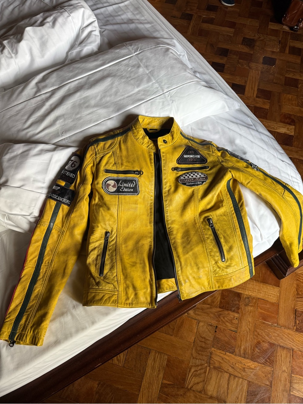 Authentic Leather Jacket with Patch Details
